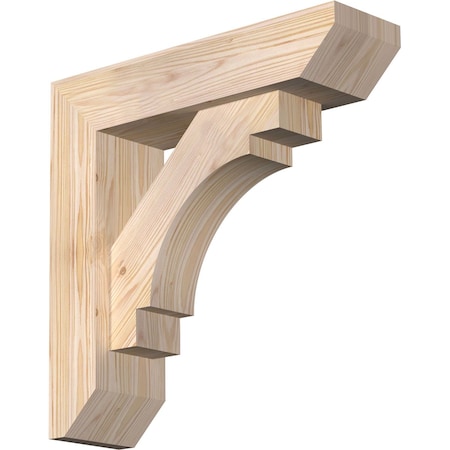 Ekena Millwork Merced Slat Smooth Bracket w/ Offset Brace, Douglas Fir, 5 1/2"W x 20"D x 20"H BKT0604X20X20MRC06SDF